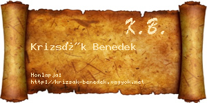 Krizsák Benedek névjegykártya